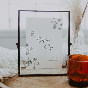 Individuelles Schild für Event Floral Boho Garten Chic Glam Modern Minimalist Tischschild Hochzeit Taufe Geburtstag Baby Bridal Shower Party