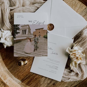 Wedding Invitation Elopement Announcement We Eloped Reception Happily Ever After Family Friends Wedding Party Editable Template with Photo