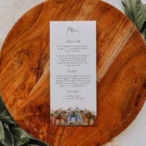 Fall Autumn Theme Menu Editable Template | VERMONT | Barn Sunflower Pumpkin Fall Autumn Halloween Country Theme Farm Rustic Menu Baby shower