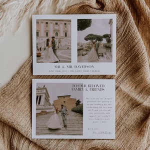 Bearbeitbare Hochzeit Dankeskarte mit Bild Foto | WTY004 | Hochzeit Dankeskarte Moderne Minimalist Danke Familie und Freunde
