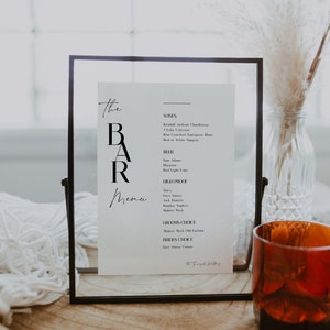 Nowoczesny fajny szablon menu baru na każdą imprezę Profesjonalna firma | CREMA | Wesele Nowoczesny minimalistyczny design menu drinków na imprezę