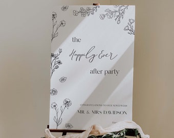 The Happily Ever After Party Welcome Reception Sign | LOLITA | Floral Garden Enchanted Outdoor Barn Country Boho Rose Wildflower Romatic