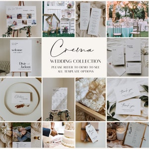 CREMA | Bruiloftbundel Modern Minimalistisch Klassiek Demo's Pakket Bewerkbare Afdrukbare Sjablonen Meervoudig gebruik Kaarten Borden Uitnodigingen Posters