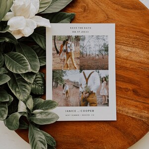 Modern Save the Date with Picture Photo Collage | DATE 35 | Modern Minimalist Save the Date Card Invitation Wedding with Four Picture