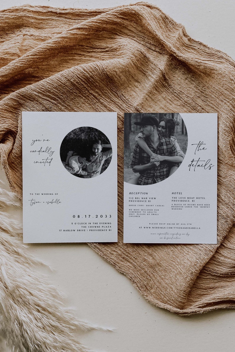 Minimalist Wedding Invitation With Picture MORIAH Editable Template Digital Download Easy Simple Wedding Invitation Modern Retro Theme image 3