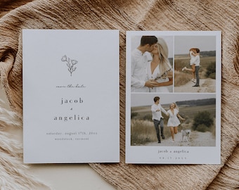 Save the Date Editable Template with Photo | JAKE | Save the Date Floral Elegant Modern Template Minimalist