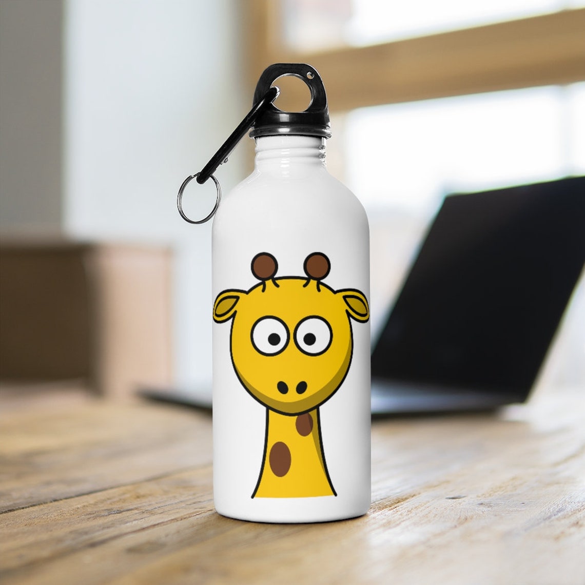 Cute Funny Giraffe Animal Stainless Steel Water Bottle Etsy