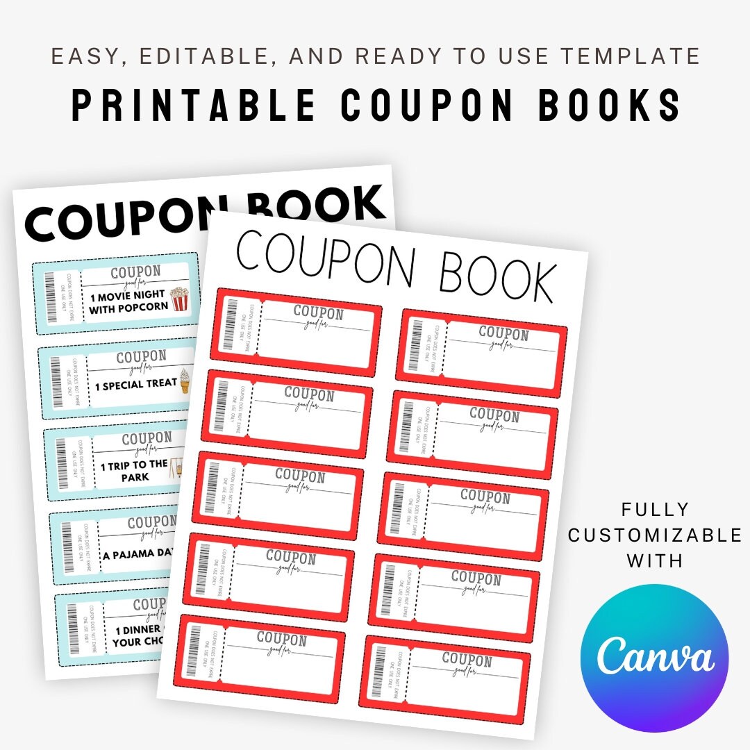 Printable Coupon Book, Valentines Day Printable, Digital Coupon Book