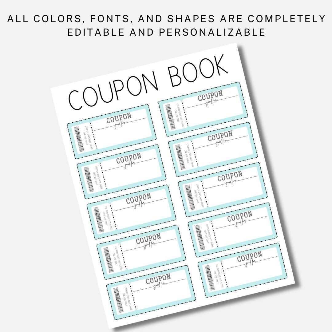 Printable Coupon Book, Valentines Day Printable, Digital Coupon Book ...