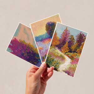 A6 Art Print Bundle, Abstract Landscape, Fine Art Print Set of 3, Farmhouse Prints,Scenery Prints, A6 Poster Set