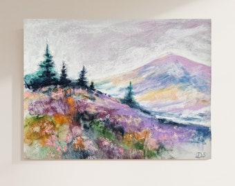 Original Landscape Painting, Soft Pastel Painting, Original Paintings, Mountains Painting, Unframed Artwork, Nature-Inspired Home Decor