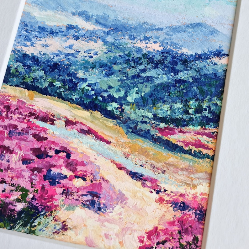 Original Landscape Painting, Small Original Gouache Painting, Miniature Paintings, Unframed Artwork, Nature-Inspired Home Decor image 3