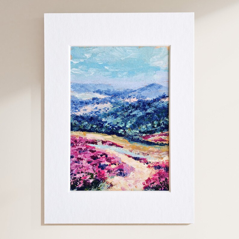 Original Landscape Painting, Small Original Gouache Painting, Miniature Paintings, Unframed Artwork, Nature-Inspired Home Decor image 1