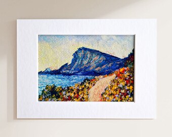 Original Coastal Landscape Painting, Small Original Gouache Painting, Miniature Paintings, Unframed Artwork, Nature-Inspired Home Decor