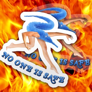 Worm on a String Cursed Sticker ~ No One is Safe ~ Blue ~ Four sizes, Transparent or white!