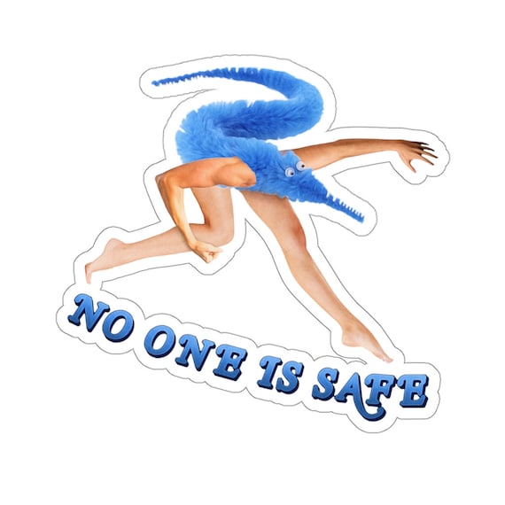 Worm on a String Cursed Sticker No One is Safe Blue Four Sizes