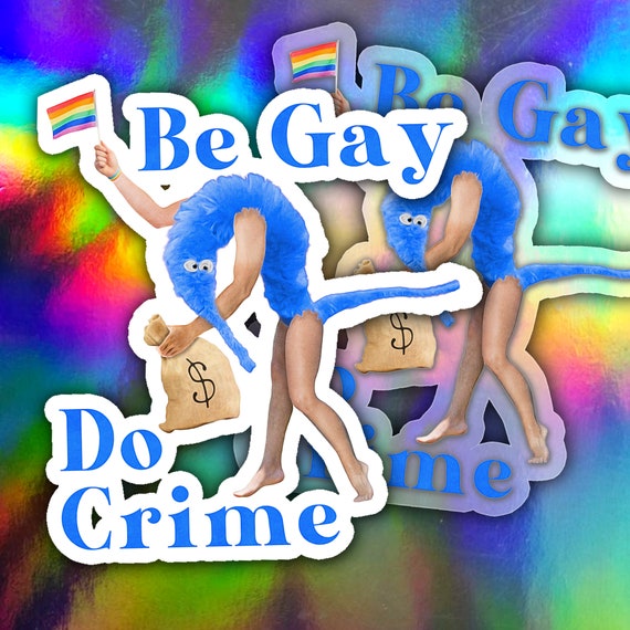 Worm on a String Cursed Sticker Be Gay Do Crime Blue Option Four Sizes,  Transparent or White 