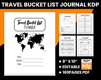 Travel Bucket List Planner Journal KDP Interior + Keywords Research | Commercial Use | Ready to Upload PDF