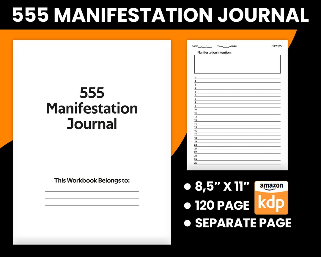 555 Manifestation Journal Workbook Self Care KDP Template Etsy