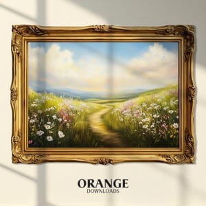 Sommer Wildblumen Feld Weg - Druckbare Landschaft Kunst, Rustikale Natur Szene, Cottagecore Wanddekoration, Pastoral Wiese Malerei Druck 7