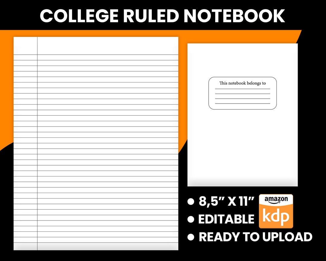 College Ruled Notebook Printable Manuscript for KDP Interior - Etsy
