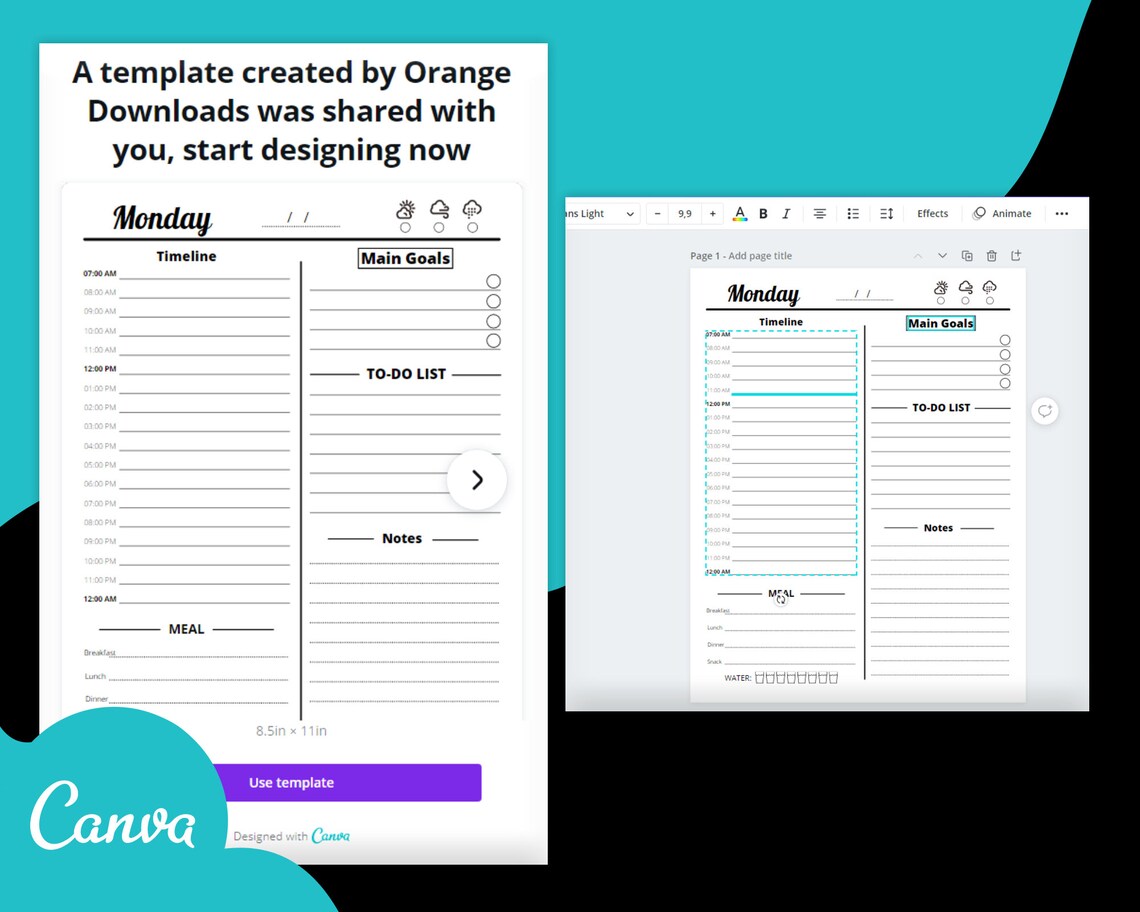 7 Days Planner, Canva Template Printable PDF Weekly Planner | Digital ...