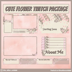 Kawaii Pink Flower Package- Twitch, YouTube, Facebook, Calm, Cute, Nature, Pink