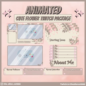 Animated Kawaii Pink Flower Package- Twitch, YouTube, Facebook, Calm, Cute, Nature, Pink