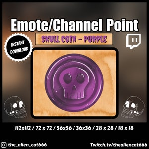 Purple Skull Coin Channel Point/Emote | Twitch | Colorful, Pirate, Currencey, Channel Point Icons, Dark, Kawaii