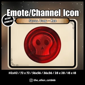 Blood Red Skull Coin Channel Coin/Emote | Twitch | Colorful, Pirate, Currencey, Channel Point Icons, Dark, Kawaii