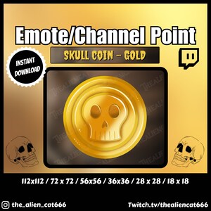 Gold Skull Coin Channel Point/Emote | Twitch | Colorful, Pirate, Currencey, Channel Point Icons, Dark Kawaii