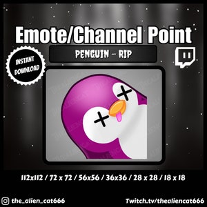 Roze RIP pinguïn munt/Emote | Twitch, YouTube | Kanaalpuntpictogrammen, donker, Kawaii, Goth, dier, natuur