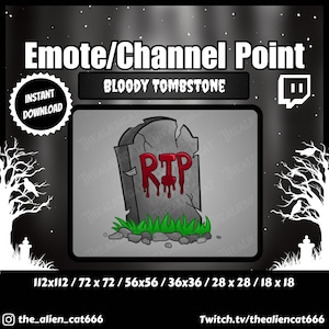Bloody Red Tombstone Channel Coin/Emote | Twitch | Channel Point Icons, Dark, Graveyard, Horror, Gore, Dripping, Goth, Witchy, RIP, Grass