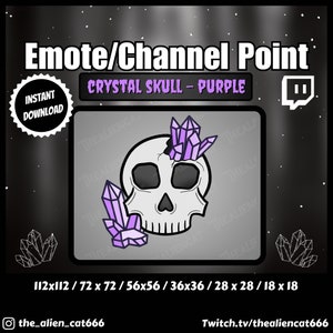 Purple Crystal Skull Channel Coin/Emote | Twitch | Channel Point Icons, Dark, Kawaii, Occult, Goth, Witchcraft, Witchy