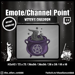 Black Witch&#39;s Cauldron Channel Coin/Emote | Twitch | Channel Point Icons, Streaming, Witchy, Occult, Gothic, Pentagram