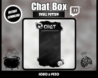 Skull Witchy Goth Potion Chat Box 1000 X 1080 - Twitch, YouTube, Facebook, Lofi, Cloud, Fog