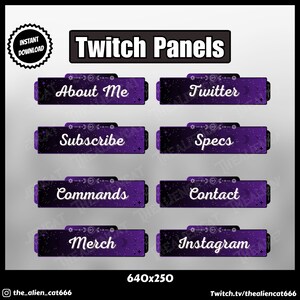 Dark Purple Celestial Panels for Twitch | 640x250 | Goth, Pagan, Witchy, Nature, Occult, Cute, Dark, Kawaii, Pink