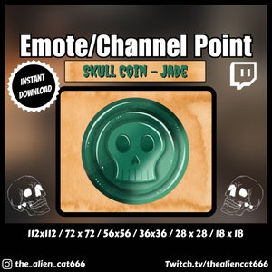 Jade Skull Coin Channel Point/Emote | Twitch | Colorful, Pirate, Currencey, Channel Point Icons, Dark, Kawaii