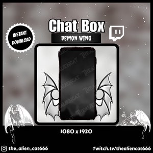 Gray Gothic Demon Wing Chat Box | 1000 X 1080 | Twitch, YouTube, Facebook | Lofi, Bat, Bat Wing, Witchy, Occult, Dark, Devil