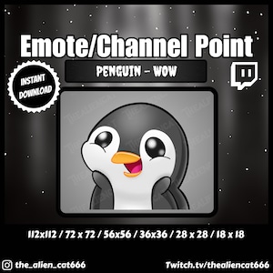 WOW pinguïnmunt/emote | Twitch, YouTube | Kanaalpuntpictogrammen, donker, Kawaii, gothic, dier, grijs, zwart, geweldig