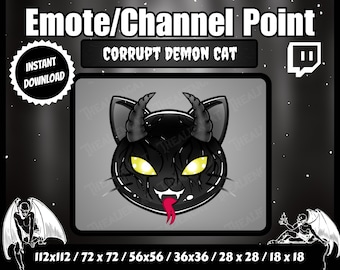 Verderbte Black Demon Cat Channel Münze/Emote | Zucken | Channel Point Icons, Dark, Kawaii, Okkult, Goth, Hörner, Venom, Evil, Horror