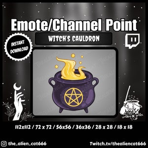 Gold Witch&#39;s Cauldron Channel Coin/Emote | Twitch | Channel Point Icons, Streaming, Witchy, Occult, Gothic, Pentagram, Black