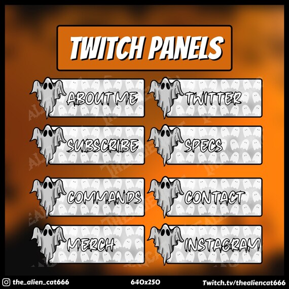 Spooky Dark Ghost Panels for Twitch 640x250 Goth Pagan Etsy