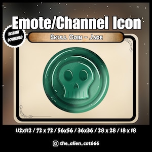 Jade Skull Münze Channelpunkt/Emote | Zucken | Bunt, Piraten, Currencey, Channel Point Icons, Dunkel, Kawaii