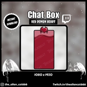 Gothic Red Demon Heart Chat Box 1000 X 1080 - Twitch, YouTube, Facebook, Lofi, No Writing, Blank, Witchy, Dark, Punk