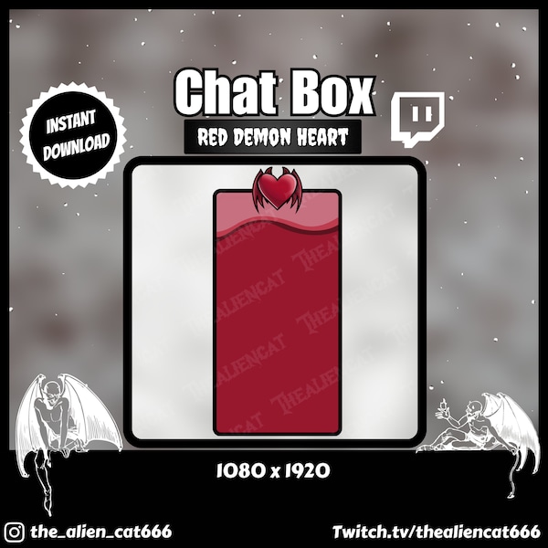 Gothic Red Demon Herz Chat Box 1000 X 1080 - Twitch, YouTube, Facebook, Lofi, Keine Schrift, Blank, Witchy, Dark, Punk