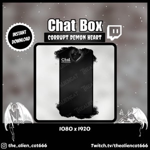Gothic Corrupt Black Demon Heart Chat Box 1000 X 1080 - Twitch, YouTube, Facebook, Witchy, Dark, Punk, Venom, Horns, Fog