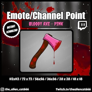 Pink Throwing Axe Channel Point/Emote | Twitch | Bloody, Goth, Channel Point Icons, Dark, Kawaii, Horror, Gore
