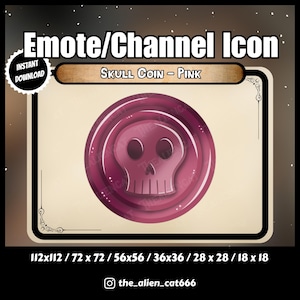 Kanaalpunt/emote met roze schedelmunt | Twitch | Kleurrijk, Piraat, Currencey, Kanaalpuntpictogrammen, Donker, Kawaii