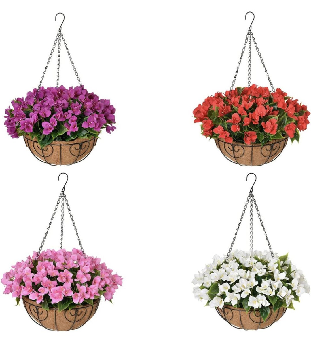 Artificial Flowers Hanging Basket Fake Hanging Plant Silk Etsy